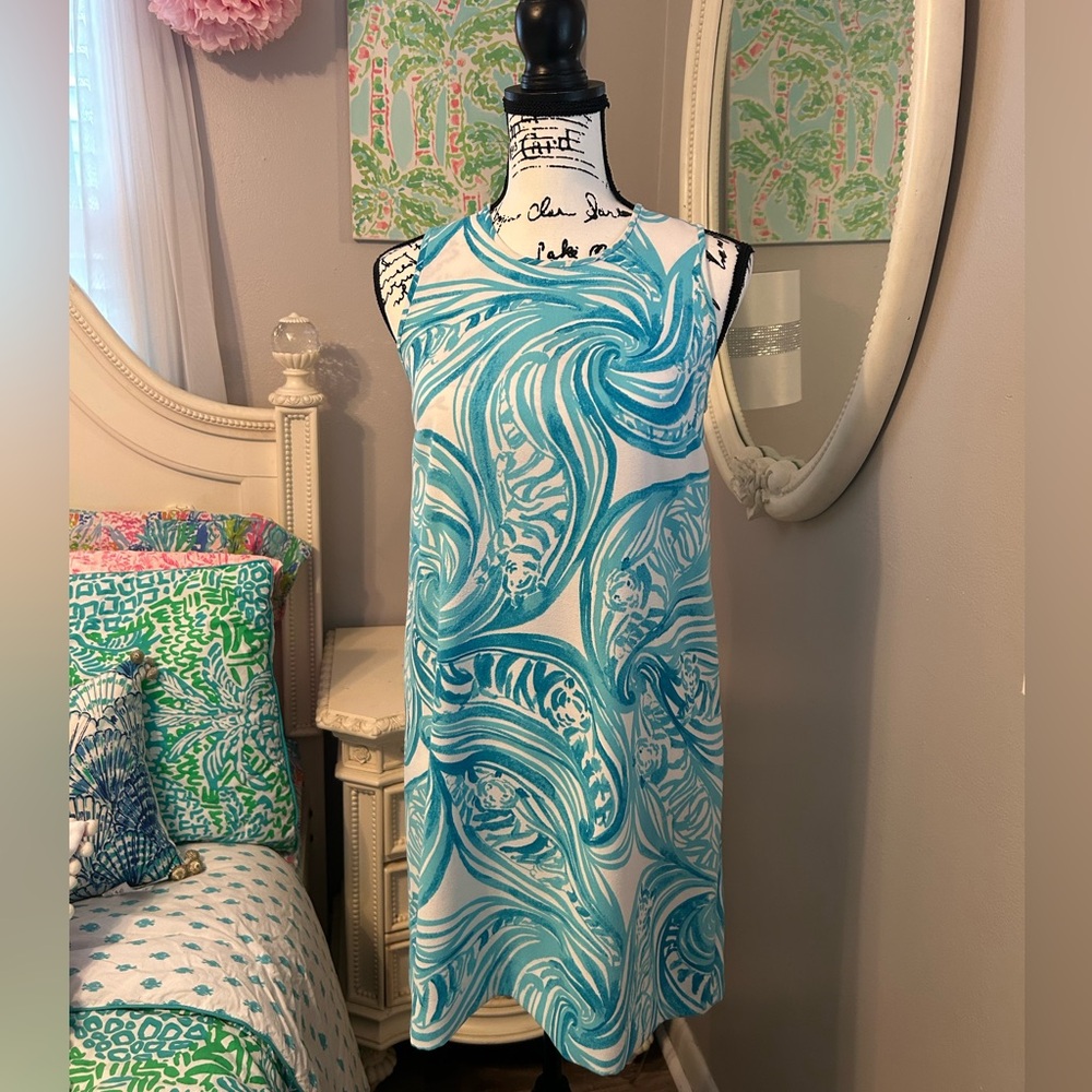 Women’s Lilly Pulitzer Sabrina sea ruffles Tiger wave shift dress Size XS